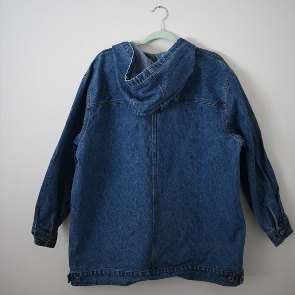 Vintage 90s LA Blues Hooded Denim Jacket Women’s 16/18 Y2K Zip Up - Picture 3 of 12